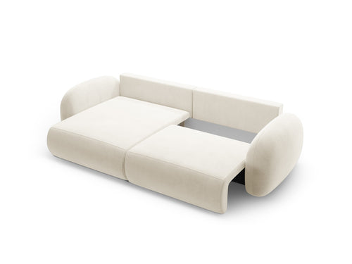Cosmopolitan Design Omkeerbare converteerbare hoekbank met opbergdoos Tonale 4-zits, flueel ivoor - 149x262x88cm