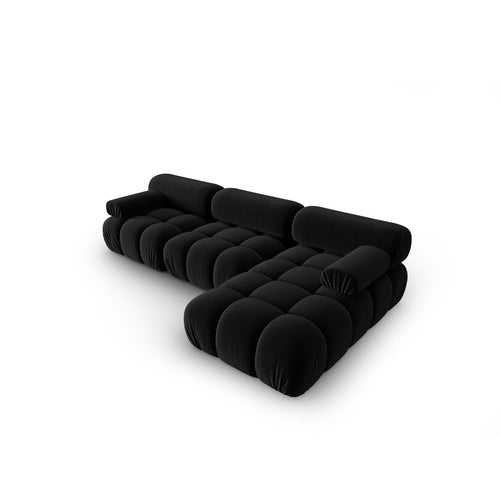 Cosmopolitan Design - Modulaire hoekbank rechts Cortina 4-zits, flueel zwart - 155x282x70cm