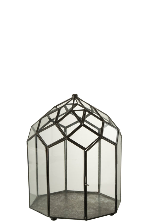 J-Line terrarium - glas/metaal - zwart - medium - Ø 25 cm