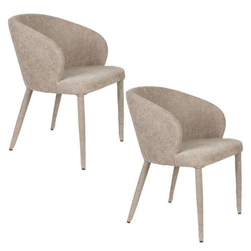 Housecraft Living Tamsin Eetkamerstoelen Gestoffeerd Beige - Set van 2 - vtwonen shop