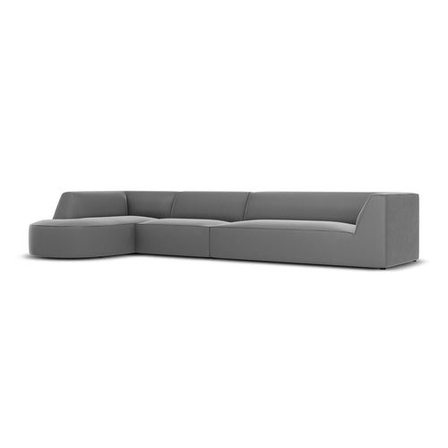 Cosmopolitan Design - Modulaire hoekbank links Siena 5-zits, flueel grijs - 180x366x69cm