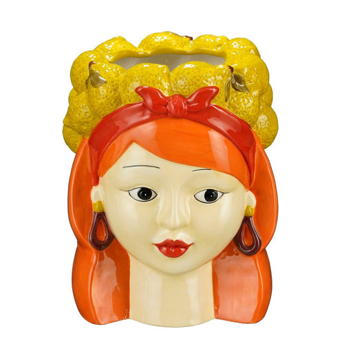 Mica Decorations Funny Bloempot Binnen - H25 x Ø20 cm - Dolomiet - Geel