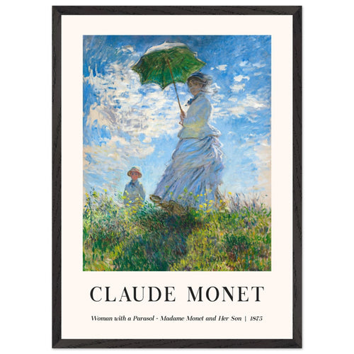 Artfulprints Poster met Lijst Claude Monet - Women with a parasol   - 50x70 cm - Blauw