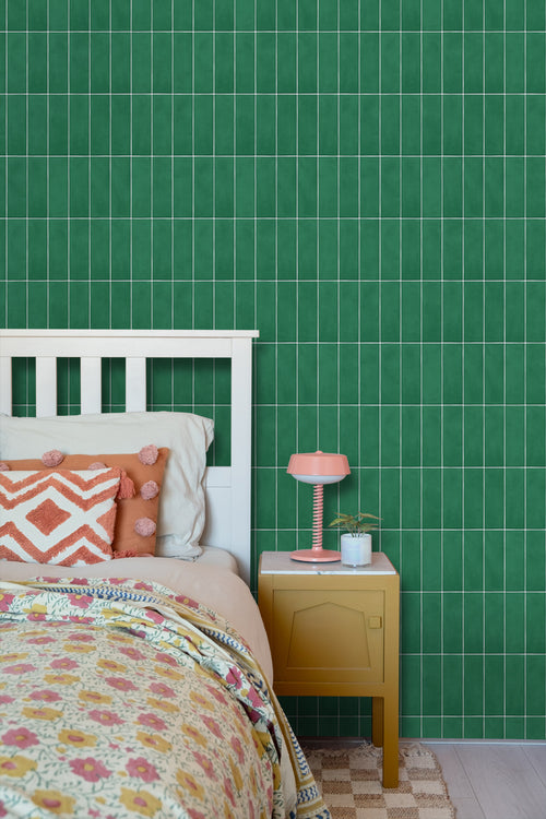 ESTAhome behang tegelmotief donkergroen - 50 x 900 cm - 131534 - vtwonen shop