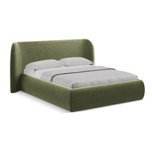 LaMiaSofa Bed met opbergruimte Trieste - velours - olijf - 210x215x110