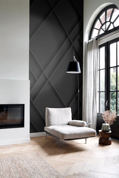 Origin Wallcoverings fotobehang wandpanelen diagonaal zwart - 200 x 279 cm - 357327 - vtwonen shop