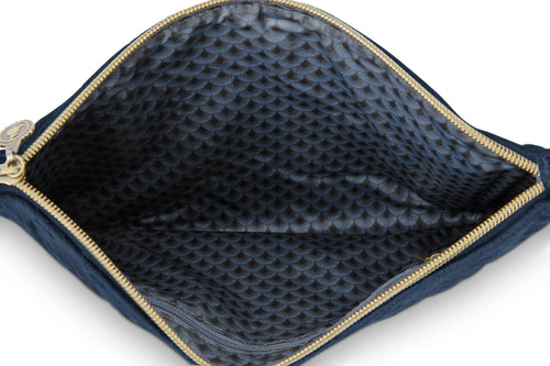 Pip Studio - Charly Make up tasje - Velvet Quiltey Days - Blauw - 22 x 30 x 1 cm
