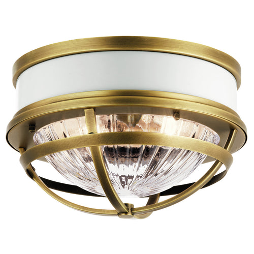 Elstead Kichler Tollis Bowl Semi Flush Plafondlamp Natuurlijk Messing & Wit