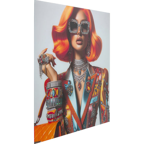 Kare Design Wandfoto vrouw juwelen 100x100cm