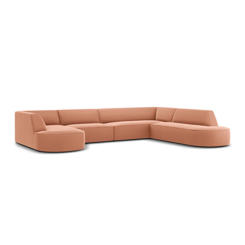 Cosmopolitan Design - Panoramische hoekbank Siena 7-zits, flueel roze - 273x366x69cm