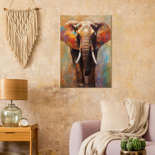 Artfulprints Canvas Artistic elephant canvas - 60x90 cm - Meerkleurig