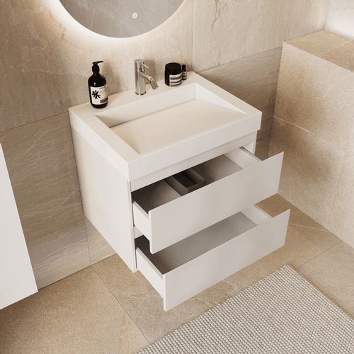 LOMAZOO badkamermeubel Zarivo - witte wastafel - glanzend wit - 60 cm