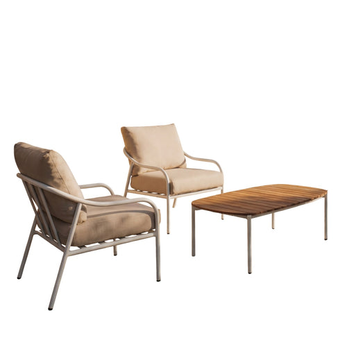 Tikamoon  2-zits loungeset in écrukleurige stof en wit metaal - Beige