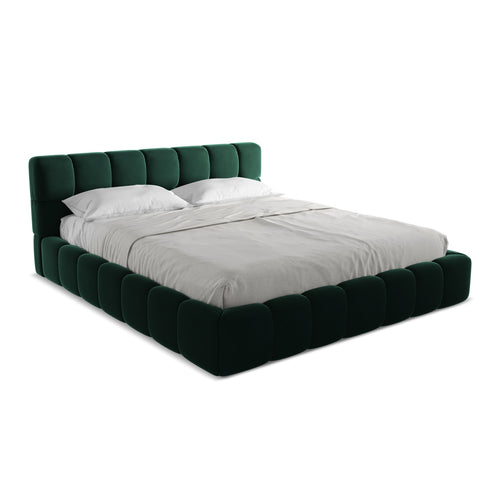 LaMiaSofa Bed met opbergruimte Roma - velours - flessengroen - 200x228x82