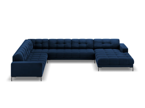 Cosmopolitan Design Panoramische hoekbank links Bali 7-zits, flueel, koningsblauw - 256x327x75cm