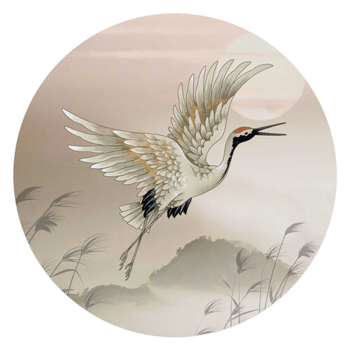 Reinders glasschilderij Kraanvogels in pastel - Ø 70cm
