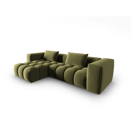 Cosmopolitan Design - Modulaire hoekbank links Verona 3-zits, flueel lichtgroen - 145x260x70cm