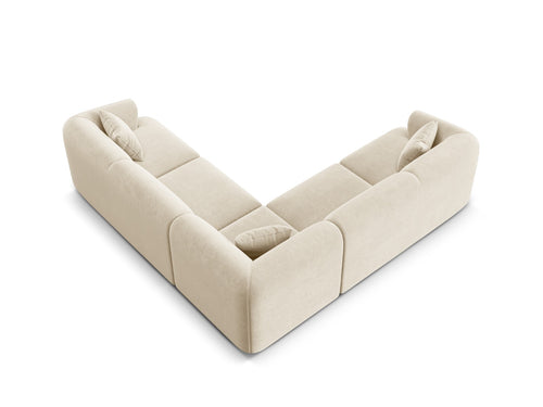 Cosmopolitan Design Symmetrische modulaire hoekbank Campi 6-zits, flueel lichtbeige - 255x255x70cm
