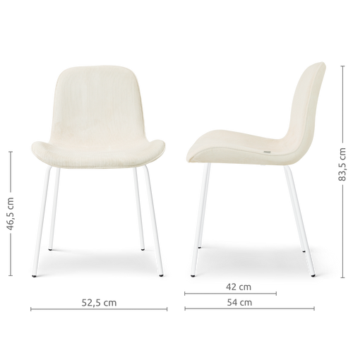 Nolon Nora-Fé Eetkamerstoel Rib Beige - Wit Onderstel