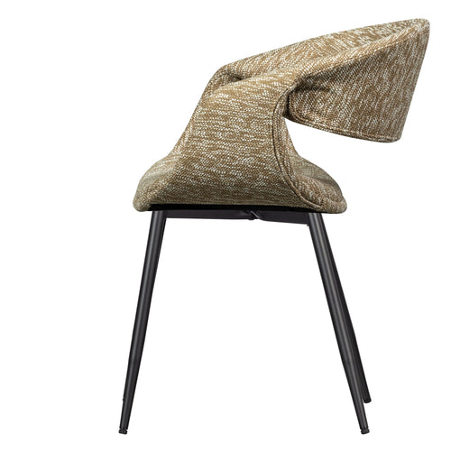 WOOOD eetkamerstoelen met metalen zwarte poot Yossi - Zand - Set van 2