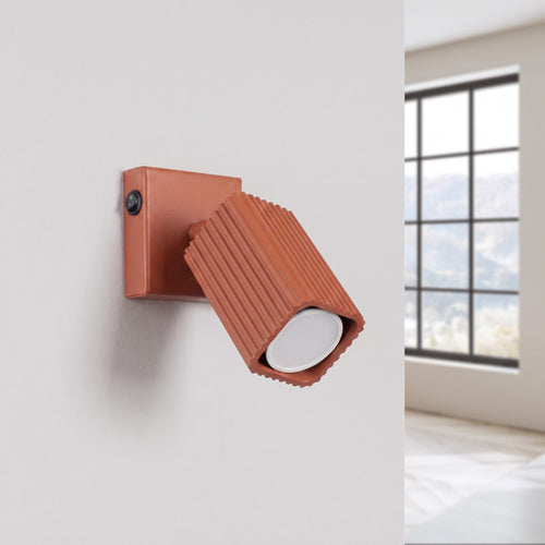 Sollux Lighting Wandlamp RAYO rode oker met schakelaar - 8x16x16cm