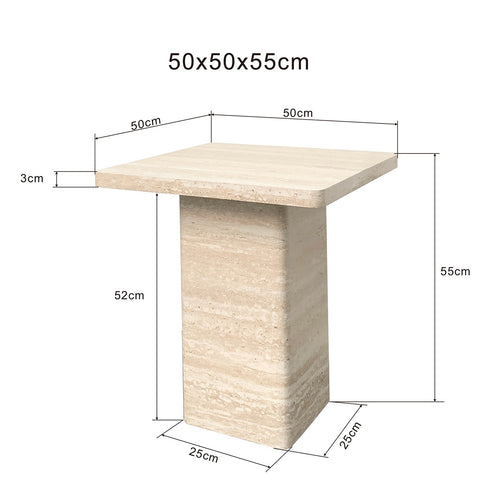 Kare Design Bijzettafel Travertino 50x50cm