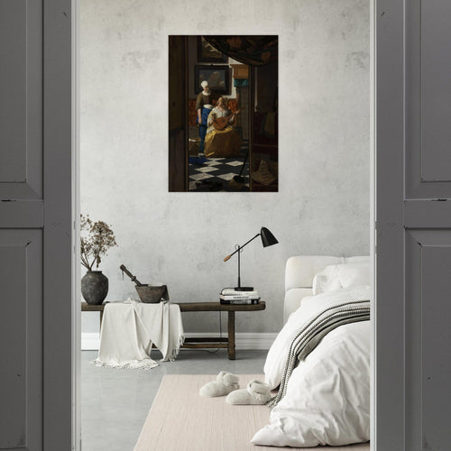 Artfulprints Poster Johannes Vermeer - De liefdesbrief   - 50x70 cm - Bruin