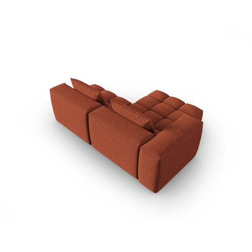 Cosmopolitan Design - Modulaire hoekbank links Verona 3-zits, structurele stof koraal - 145x205x70cm