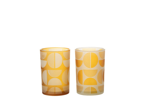 J-Line windlicht Halve Ronden - glas - oranje - large - 2 stuks - vtwonen shop