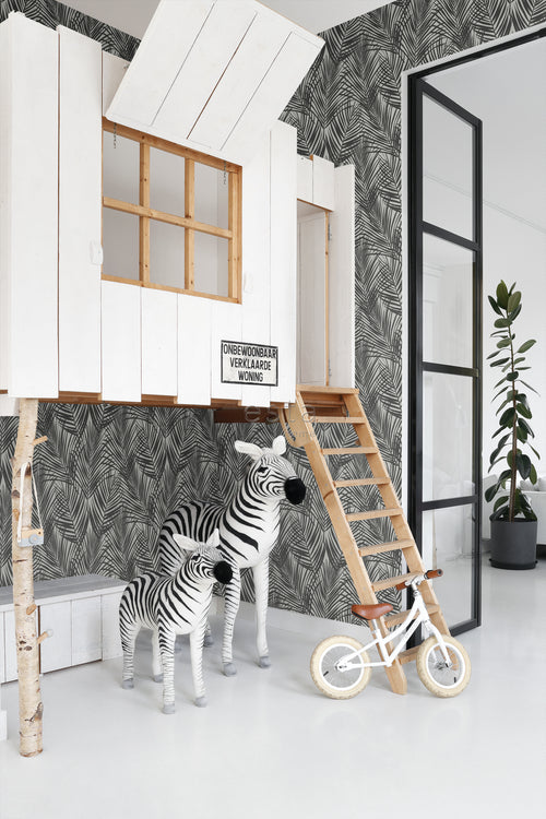 ESTAhome behang palmbladeren zwart en wit - 53 cm x 10.05 m - 139008 - vtwonen shop