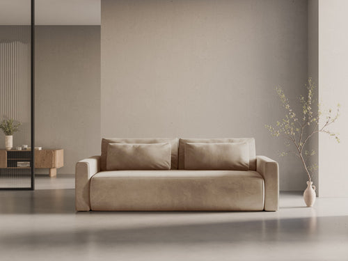 Cosmopolitan Design Slaapbank met opbergdoos Belfast 3-zits, flueel amandelbeige - 105x238x84cm