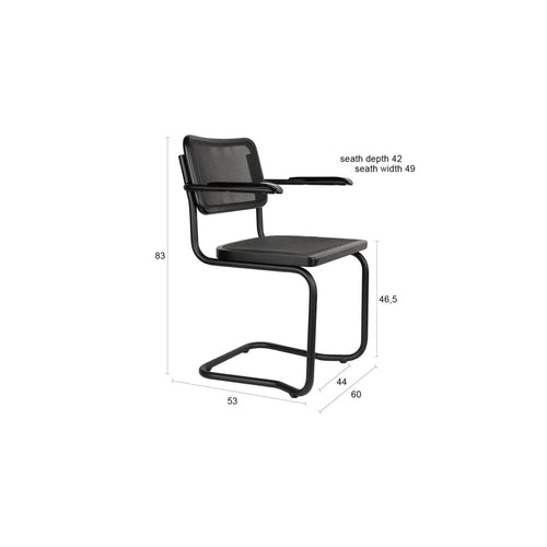Dutchbone Carree Eetkamerstoelen Armleuning Zwart - Set van 2