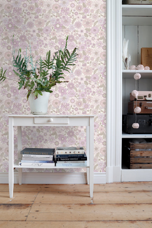 ESTAhome behang retro bloemen lichtpaars - 50 x 900 cm - 131246 - vtwonen shop