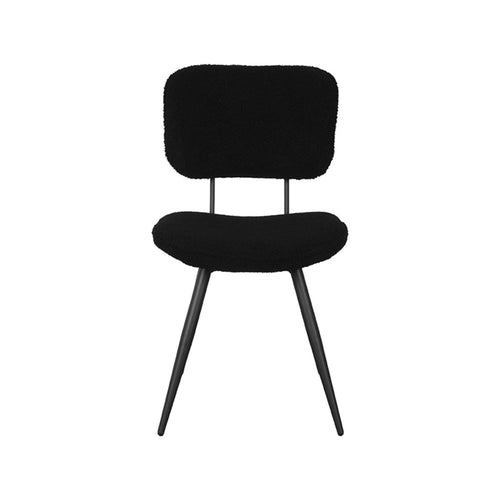 LABEL51 Eetkamerstoel Ted - Zwart Teddy/Metaal - Zithoogte 50cm - Set van 2