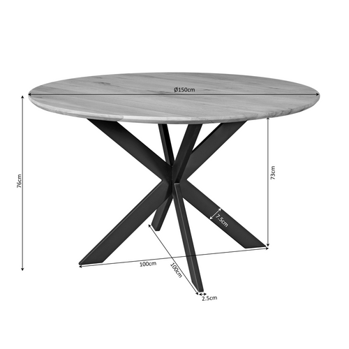 Starfurn  eettafel Ferris - bruin - 150x150x76cm - vtwonen shop