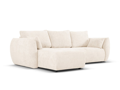 Cosmopolitan Design Uitklapbare hoekbank links met opbergdoos Matera 4-zits, chenille, lichtbeige - 173x253x86cm