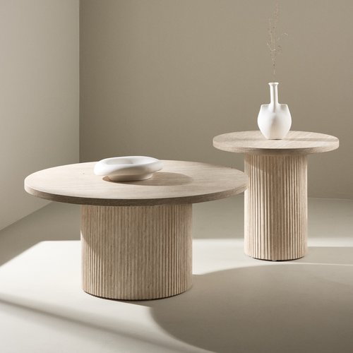 Nest living Nohr Ronde Houten Salontafel Beige - Ø 50 cm