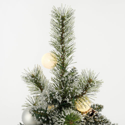 Black Box Trees Kaprun Kerstboom in Pot - Groen Frosted Zilver Warm Wit - op Batterij en met Timerfunctie - Hoogte 90cm