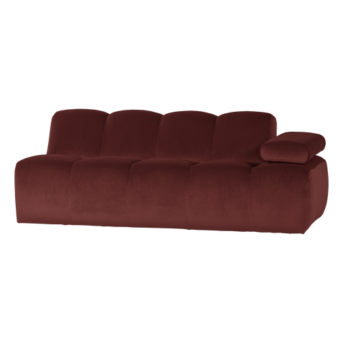WOOOD 2-zits bank arm rechts Mojo - Velvet - Kastanjebruin - 74x204x97