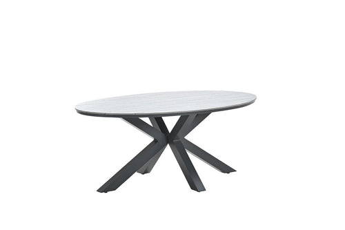 Edison tafel - ovaal - 180x115 cm - carbon black - grey teak Vironwood - vtwonen shop