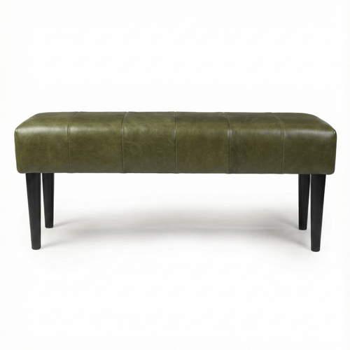 Furnhouse bankje Athea - Olijfgroen - Leer - 50x120x48