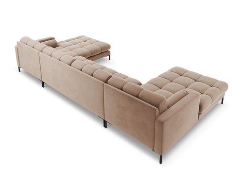 Cosmopolitan Design Panoramische bank Bali 7-zits, flueel, beige - 185x383x75cm