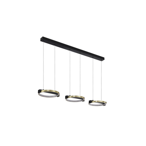 Searchlight Aerial 3-lichts LED-balk plafondlamp, goud en zwart metaal