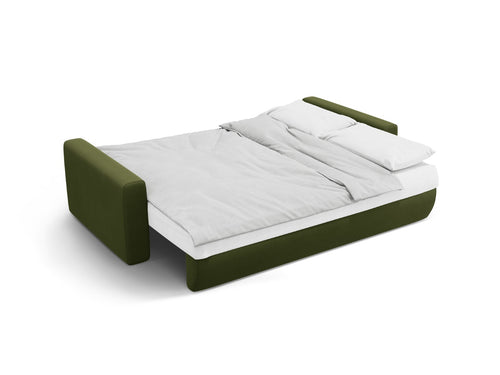 Cosmopolitan Design Slaapbank met opbergdoos Belfast 3-zits, flueel legergroen - 105x238x84cm