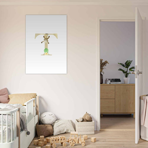 Artfulprints Poster Letter T kindernaam   - A4 21x29.7 cm - Meerkleurig