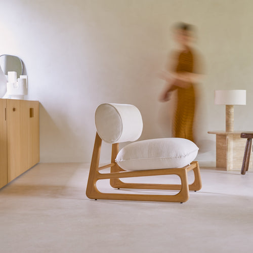 Tikamoon Fauteuil van massief teak en stof - Naturel