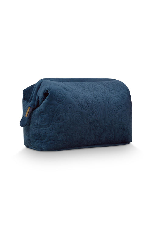 Pip Studio - Cooper Make up tasje - Velvet Quiltey Days - Blauw - 13.8 x 20.7 x 30 cm
