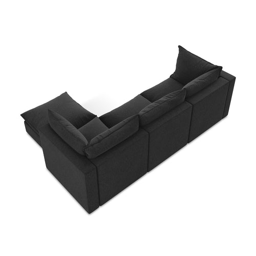 LaMiaSofa hoekbank rechts Ravenna - velours - zwart - 255x165x77