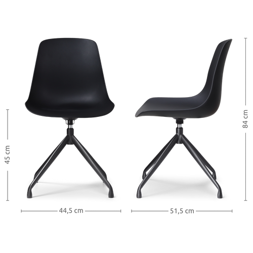 Nolon Nola-Pip Draaibare Eetkamerstoelen Zwart - Zwart Onderstel - 2x