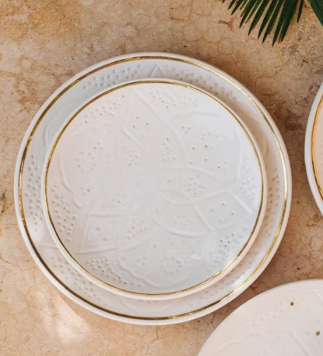 Chabi Chic Bord - Empreinte -wit/goud - keramiek - Ø 20 cm - vtwonen shop